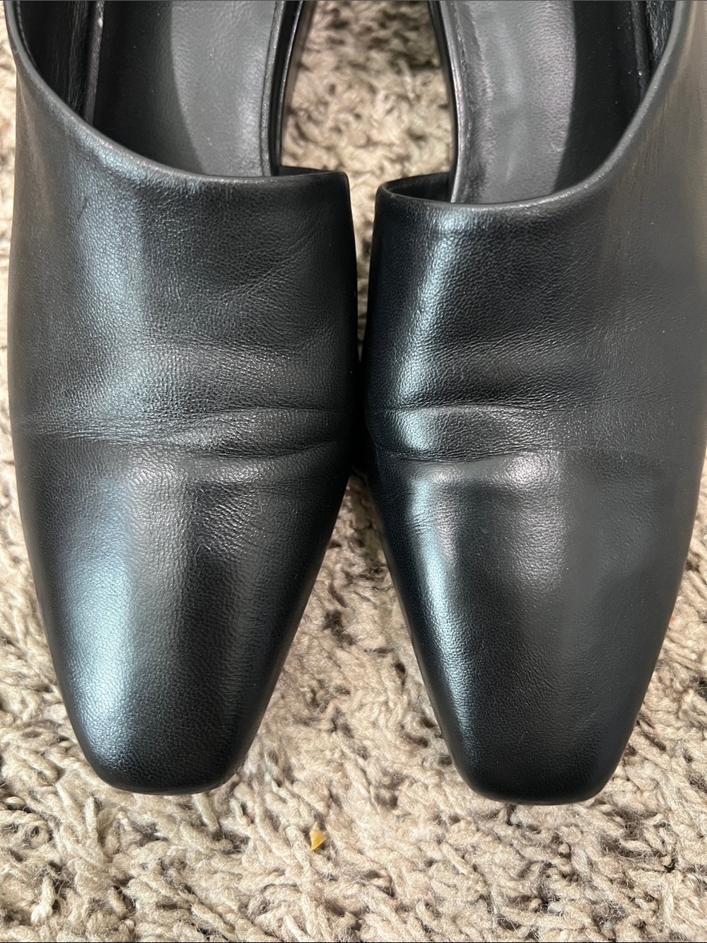 Vince Vero Cuoio Black Leather Square-Toe Low Wedge Heels Size 6.5 - Picture 6 of 6